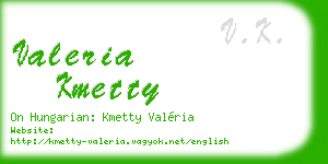 valeria kmetty business card